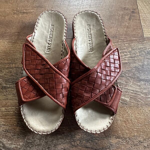 Men's Robert Zur Brown Woven Leather Sandals Size 6.5 Clearance